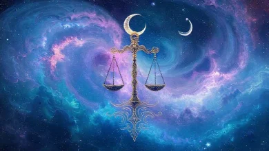Terazi burcu neden sürekli fikir değiştirir? Kararsızlık ve denge arayışını anlatan astroloji görseli.