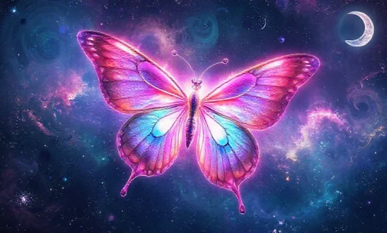 Terazi burcu özellikleri, hava grubu ve sosyal kelebek temalı bir görsel.