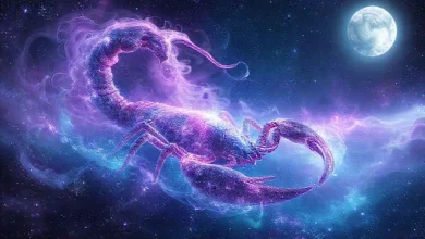 Akrep burcunun gizemli derin bakışları, gerçek yüzü ve sırlarını anlatan astroloji görseli.